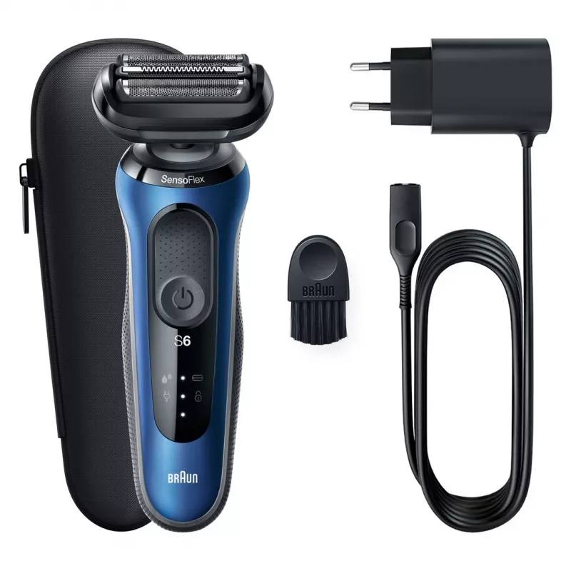 Máquina de barbear elétrica Braun Series 61 - B1000s Molhado & Seco Azul
