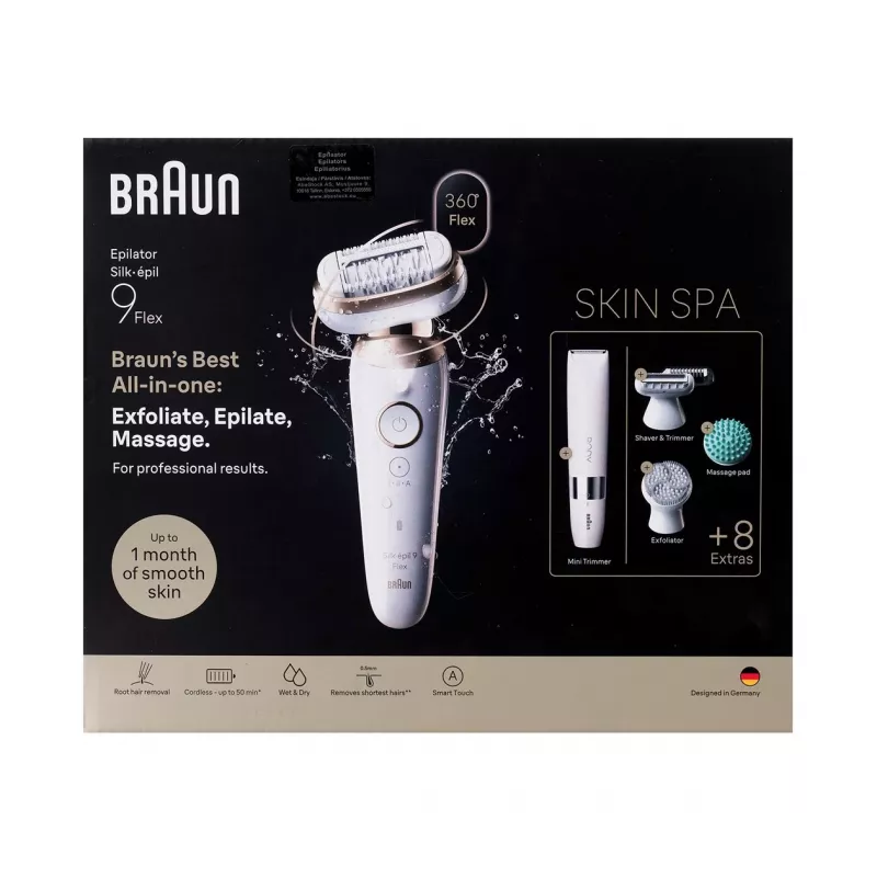 Braun Silk-épil 9 Flex SkinSpa SES9-481 3D depiladora, Wet & Dry, branco/dourado