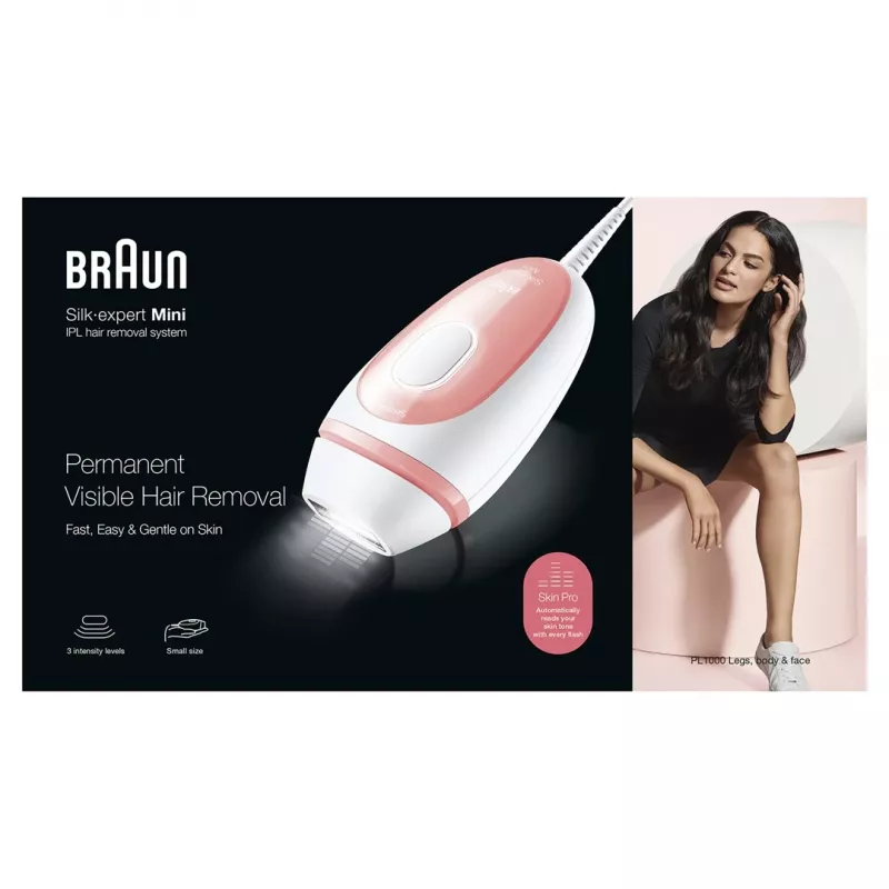 Braun Silk-expert PL1000 Depiladora de Luz Pulsada Intensa (IPL) Rosa, Branco