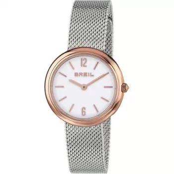 Relógio de mulher BREIL TW1777 de quartzo 35mm prateado bracelete de malha de aço inoxidável