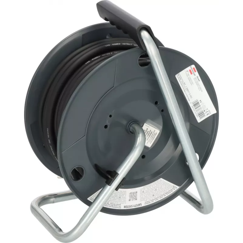 Brennenstuhl 30m IP44 tambor de cabo H07RN-F 3G2.5 com 3 tomadas tipo E, proteção térmica, cabo azul, tambor preto