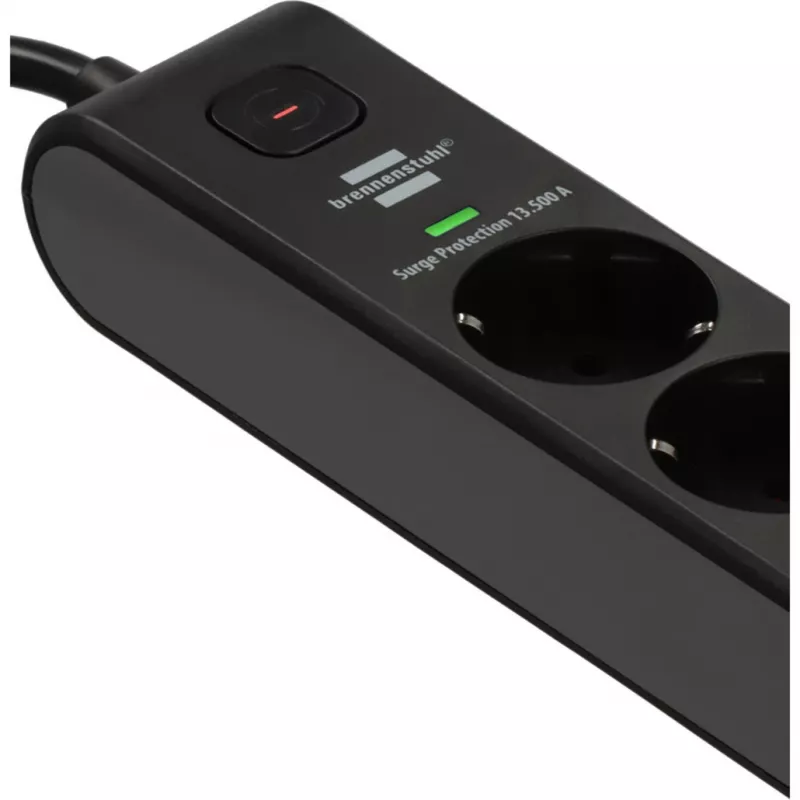 BRENNENSTUHL régua de tomadas 6 tomadas com 1x USB-C, 1x USB-A, proteção contra sobretensão 13.500 A, cabo de 2 m, preto/antracite