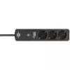 BRENNENSTUHL Connect Ecolor régua de tomadas WLAN 3 tomadas (branco/preto, cabo de 1,5 m, controlo por voz, temporizador, app)