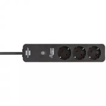 BRENNENSTUHL Connect Ecolor régua de tomadas WLAN 3 tomadas (branco/preto, cabo de 1,5 m, controlo por voz, temporizador, app)