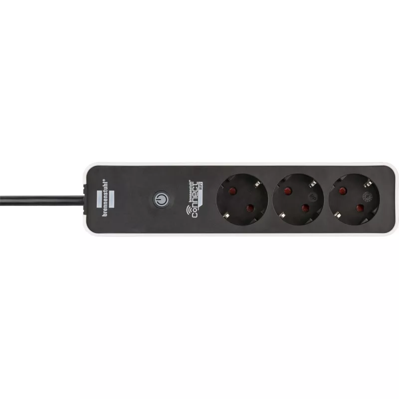 BRENNENSTUHL Connect Ecolor régua de tomadas WLAN 3 tomadas (branco/preto, cabo de 1,5 m, controlo por voz, temporizador, app)