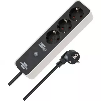 BRENNENSTUHL Connect Ecolor régua de tomadas WLAN 3 tomadas (branco/preto, cabo de 1,5 m, controlo por voz, temporizador, app)