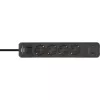 Brennenstuhl Ecolor Régua de tomadas 4 tomadas com 2x USB-C, 1x USB-A, cabo de 1,5m, interruptor de segurança, preto/antracite