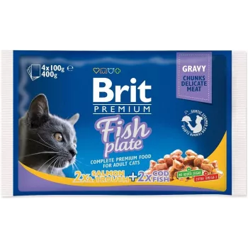 BRIT Premium Cat Fish Plate comida húmida para gatos 4x100g