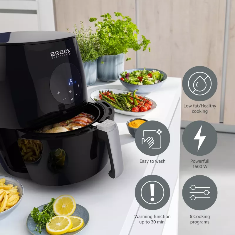 Fritadeira de ar quente Brock AFD 3502 BK 3,5L 1200W preta