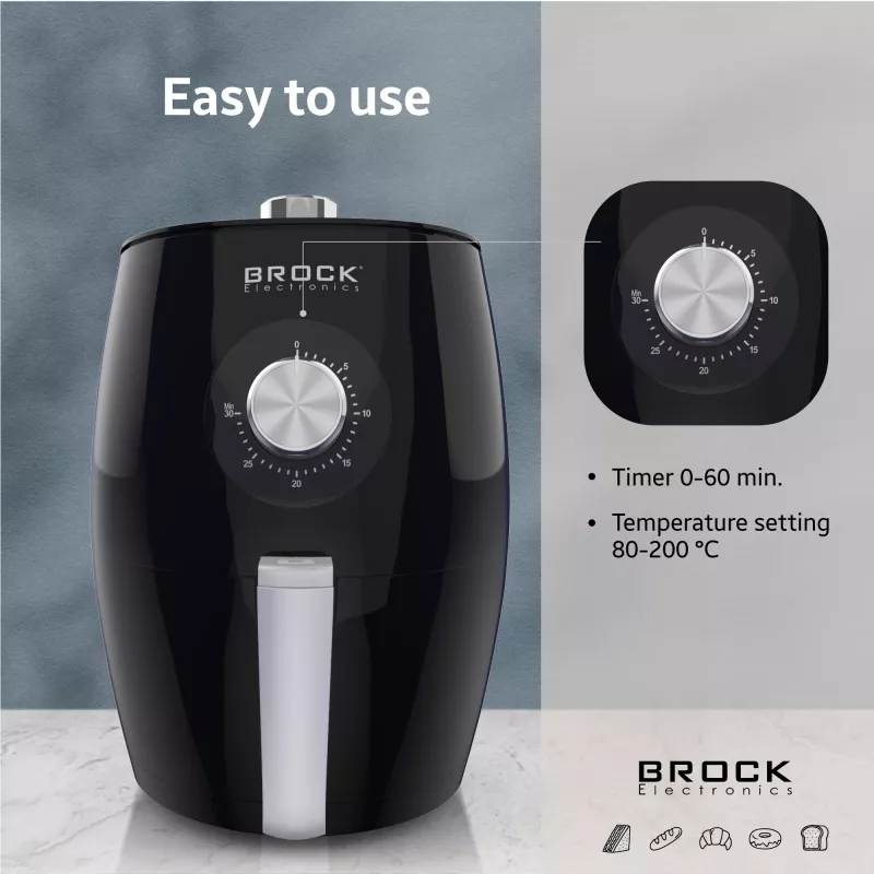 Fritadeira de ar quente Brock AFM 3501 BK 3,5L 1300-1500W preta fritadeira digital com cesto
