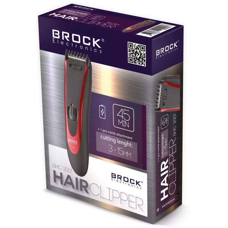 Brock BHC 2001 máquina de cortar cabelo, preto/vermelho
