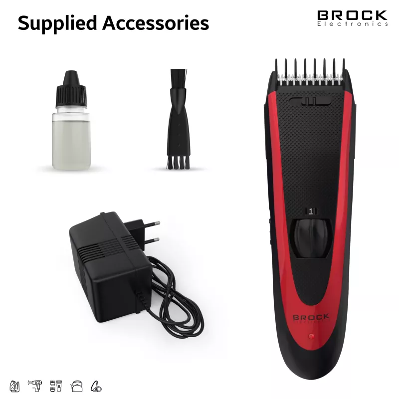 Brock BHC 2001 máquina de cortar cabelo, preto/vermelho