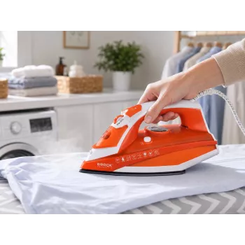 Ferro de engomar a vapor Brock BSI 5503 OR 2600W base cerâmica laranja