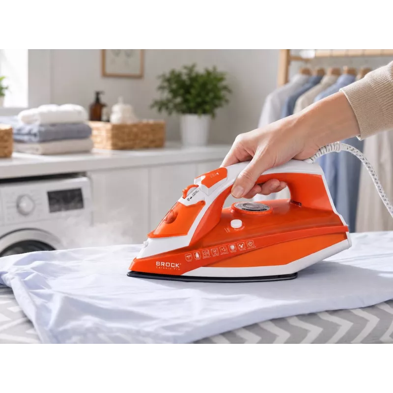 Ferro de engomar a vapor Brock BSI 5503 OR 2600W base cerâmica laranja