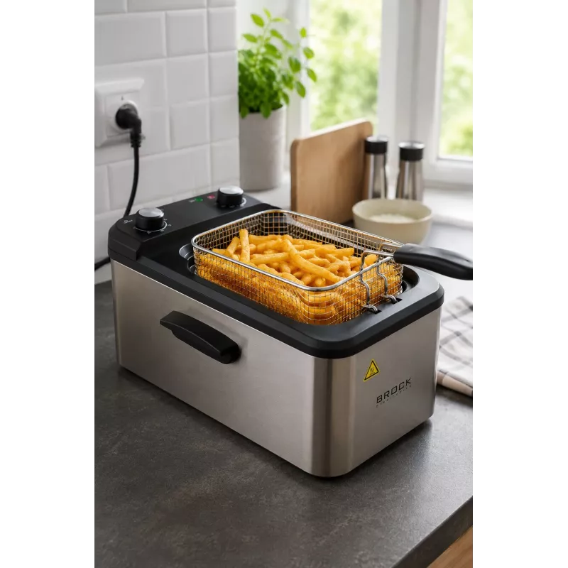 Fritadeira Brock DF 3001 SS 3,2L 2200W preto/aço inoxidável