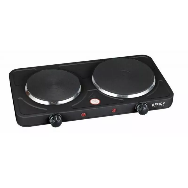 Brock EP 200 BK Placa elétrica de dois discos, 2500 W, preto