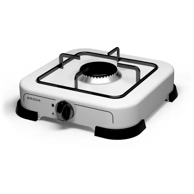 Fogão a gás Brock GS 001 W de placa única, 1,5 kW, ignição manual, aço esmaltado, branco
