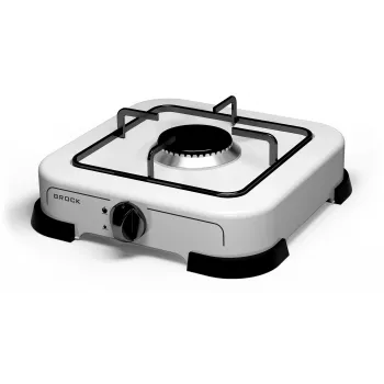 Fogão a gás Brock GS 001 W de placa única, 1,5 kW, ignição manual, aço esmaltado, branco