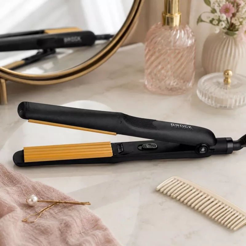 Crimper de cabelo em cerâmica Brock HC 2001 BK, 25 W, preto