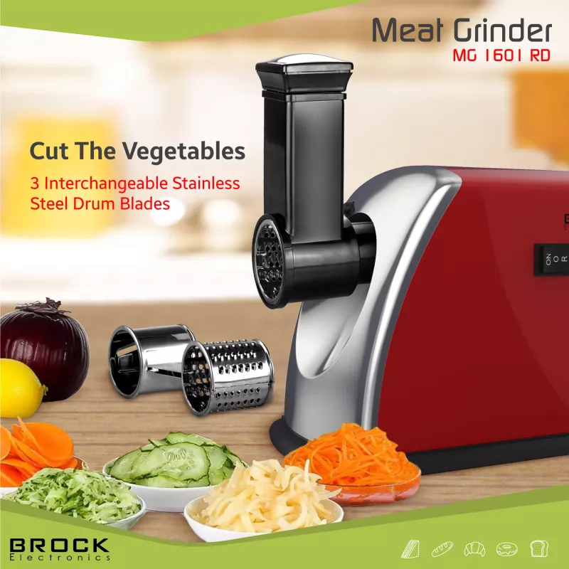Máquina de picar carne Brock MG 1601 RD 1400W, vermelho/aço