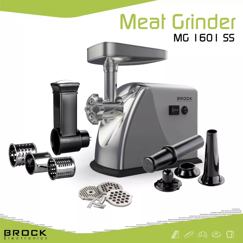 Máquina de picar carne Brock MG 1601 SS 1400W, vermelho/aço