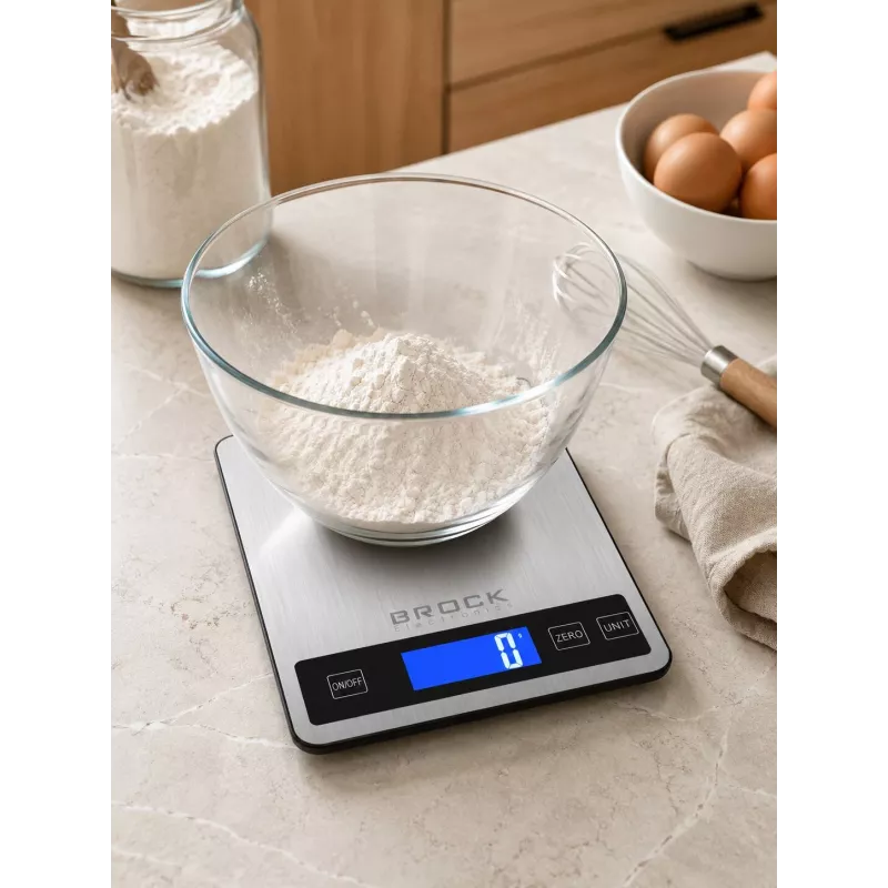 Balança de cozinha digital Brock SKS 1008 em tamanho grande com visor LED