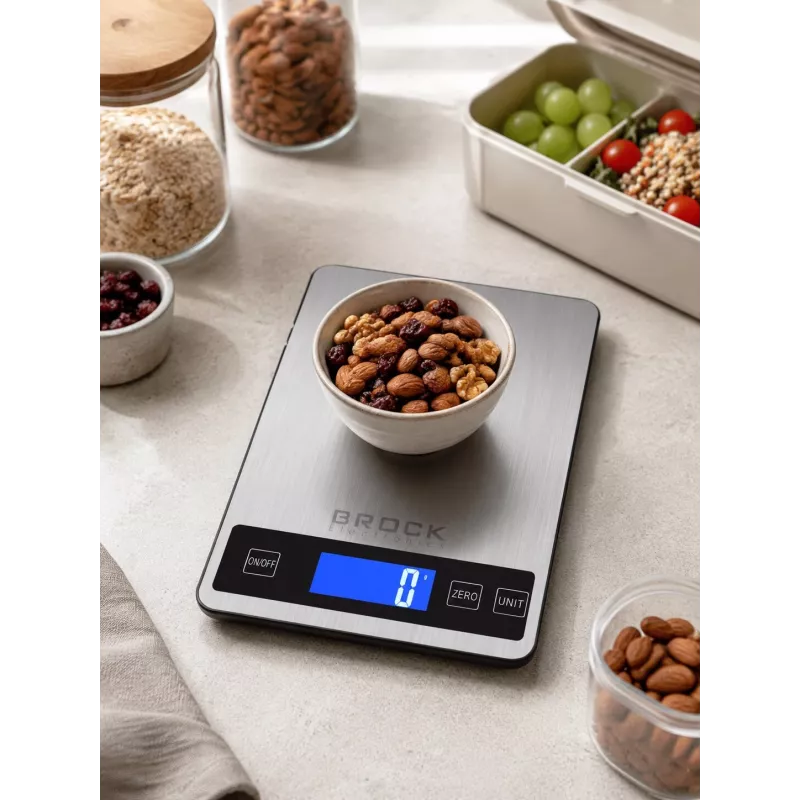 Balança de cozinha digital Brock SKS 1008 em tamanho grande com visor LED