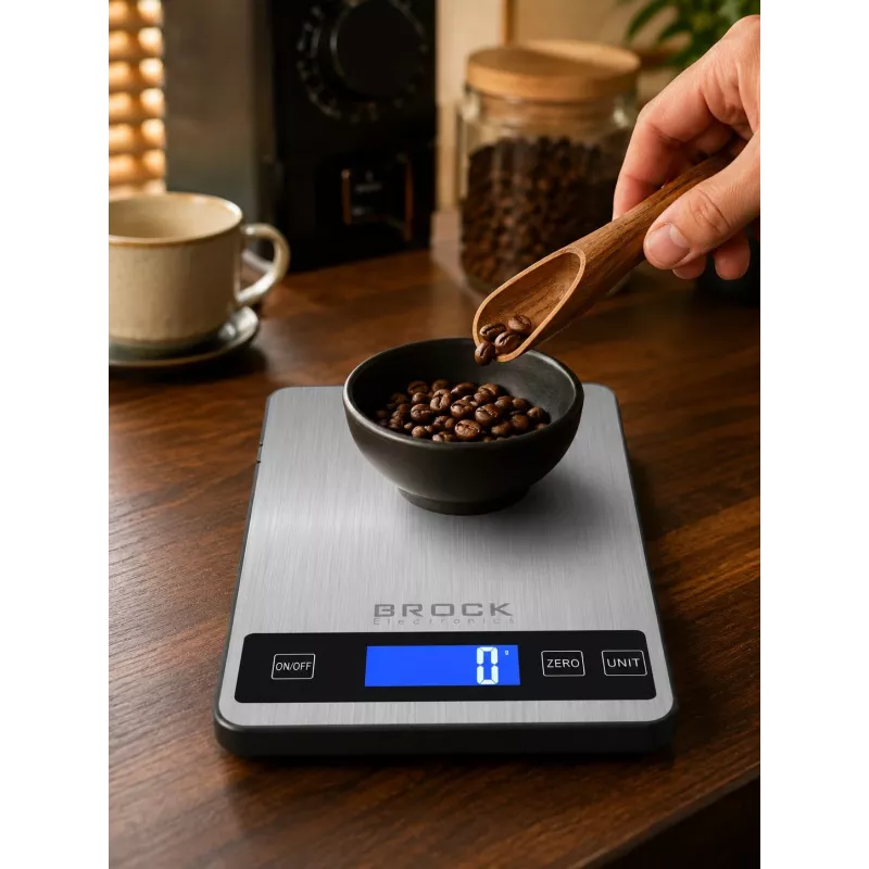 Balança de cozinha digital Brock SKS 1008 em tamanho grande com visor LED