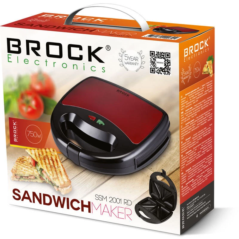 Torradeira de sandes Brock SSM 2001 RD 750W vermelha