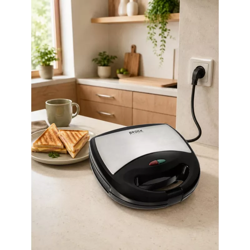 Máquina 3 em 1 Brock SSM 2004 SS sanduicheira, gofreira e máquina de frutos secos, 750W, preto/aço inoxidável