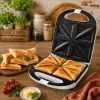 Sanduicheira Brock SSM 3008 WH XXL para 8 fatias, 1400W, placas triangulares antiaderentes, puxador frio, fecho de segurança, armazenamento vertical, branca