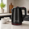 Chaleira elétrica Brock WK 5518 BK 2,0L 1500W preta com base sem fios de 360°
