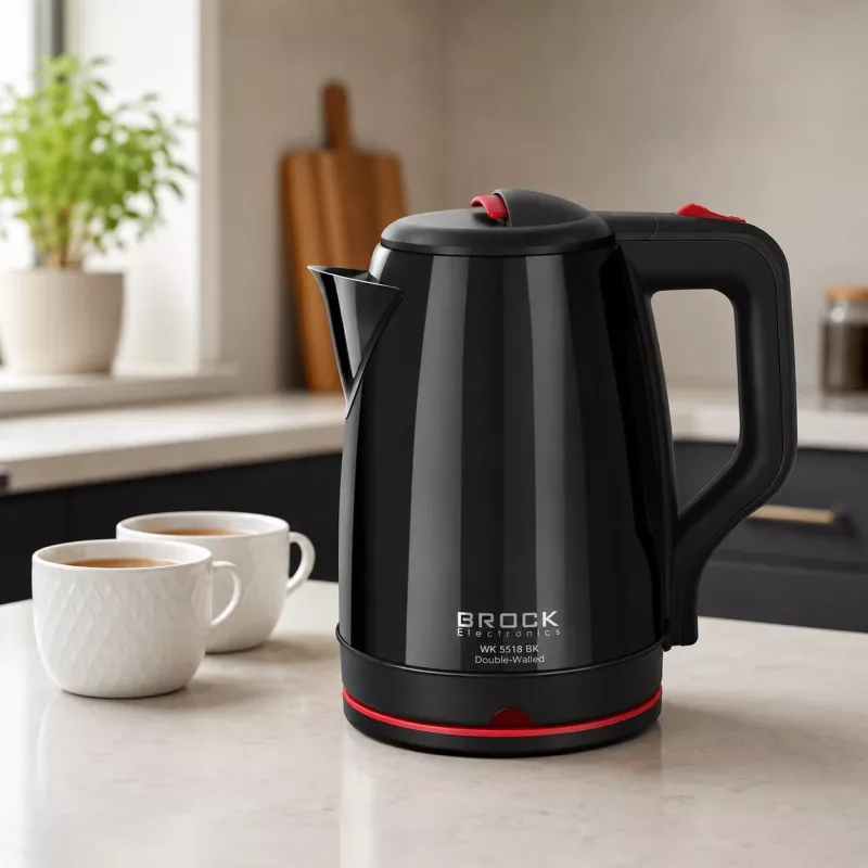 Chaleira elétrica Brock WK 5518 BK 2,0L 1500W preta com base sem fios de 360°