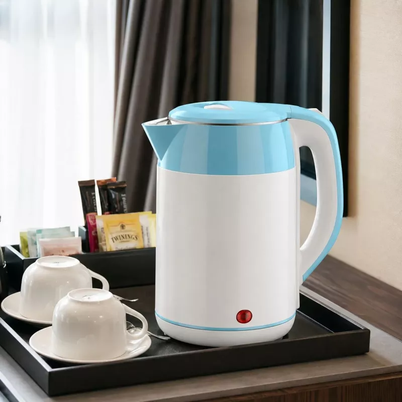 Chaleira elétrica Brock WK 5521 WH 1,8L 1500W branca/azul com base de 360°