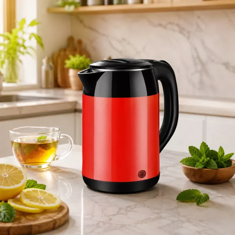 Chaleira elétrica Brock WK 5522 RD 1,8L 1500W preta/vermelha com base de 360°