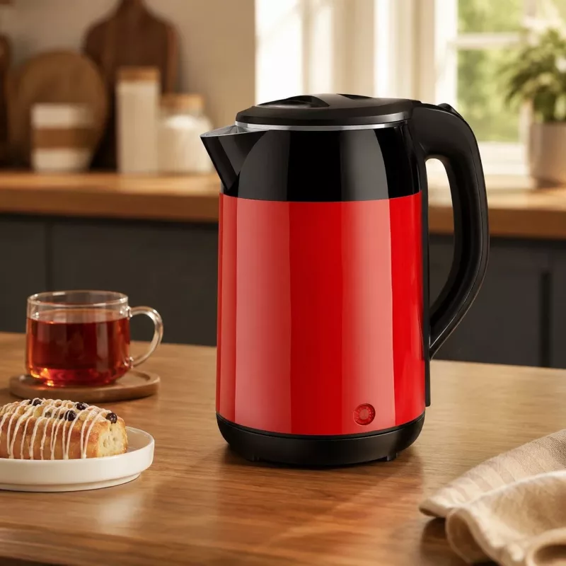 Chaleira elétrica Brock WK 5522 RD 1,8L 1500W preta/vermelha com base de 360°