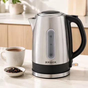 Chaleira elétrica Brock WK 9903 SS 1,7L 2200W preto/aço inoxidável com base de 360°