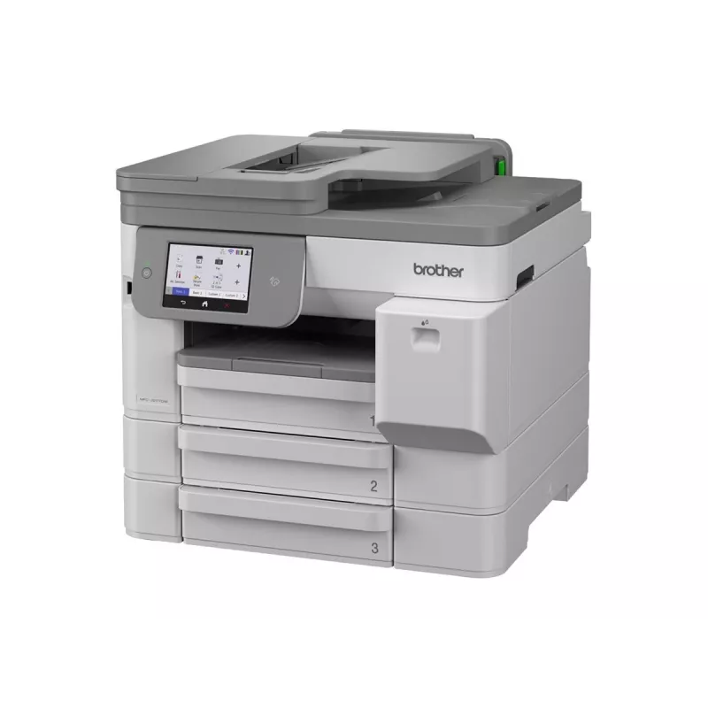 Impressora multifunções jato de tinta a cores Brother MFC-J5117DW A3 com impressão, cópia, digitalização, fax, duplex, Wi-Fi, Ethernet, USB, bandeja de papel para 250 folhas, ADF de 50 folhas, ecrã tátil, branca