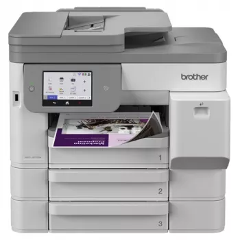 Impressora multifunções jato de tinta a cores Brother MFC-J5117DW A3 com impressão, cópia, digitalização, fax, duplex, Wi-Fi, Ethernet, USB, bandeja de papel para 250 folhas, ADF de 50 folhas, ecrã tátil, branca