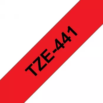 Brother TZe-441 Fita de Etiquetagem Laminada 18mm Vermelho sobre Preto 8m