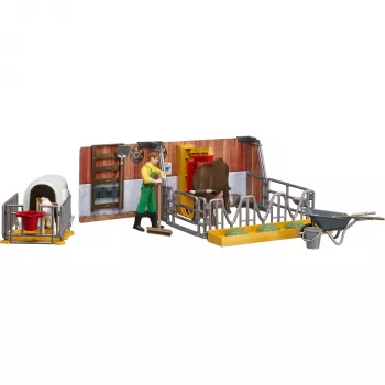 BRUDER bworld estábulo de vacas e vitelos com agricultor (multicolor)