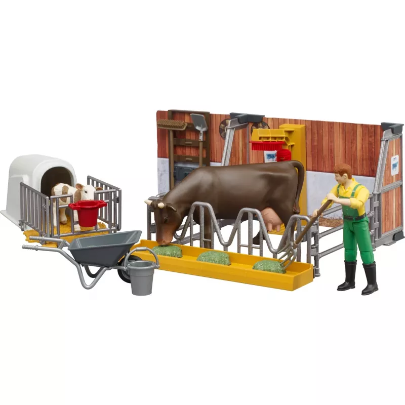 BRUDER bworld estábulo de vacas e vitelos com agricultor (multicolor)