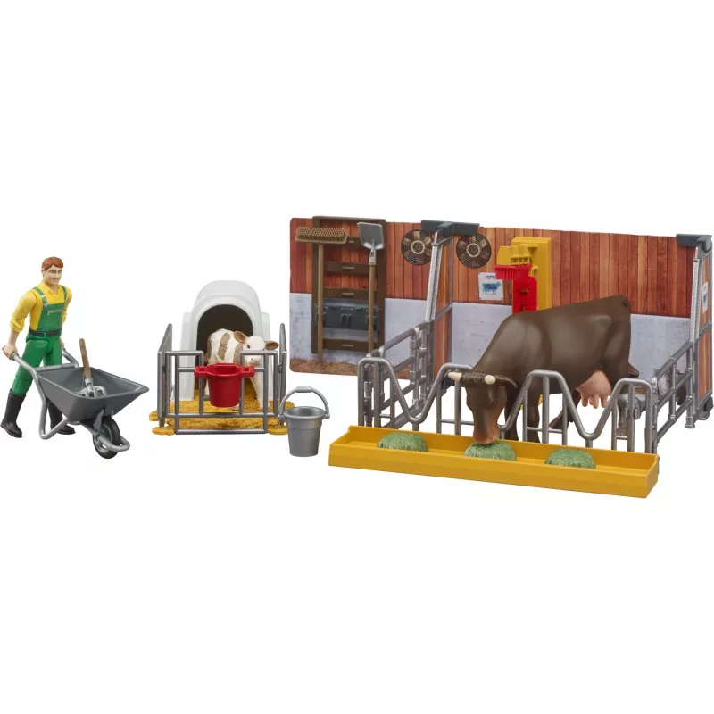 BRUDER bworld estábulo de vacas e vitelos com agricultor (multicolor)