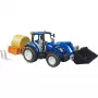 Trator BRUDER New Holland T5.120 com carregador frontal, caixa de carga e garfos 1:16