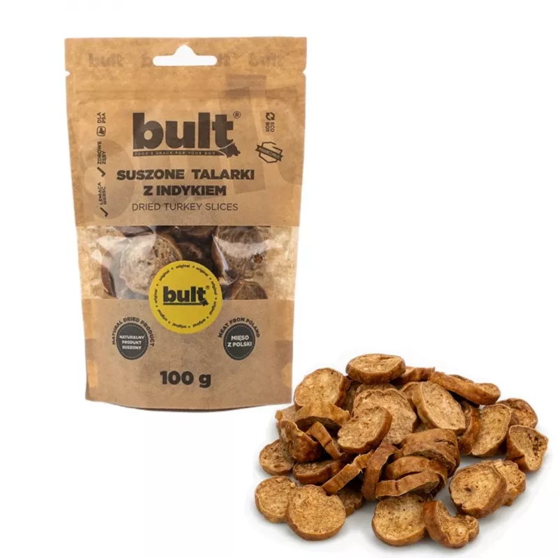 Tiras de peru secas BULT para cães 100g – snack de treino sem cereais e rico em proteínas