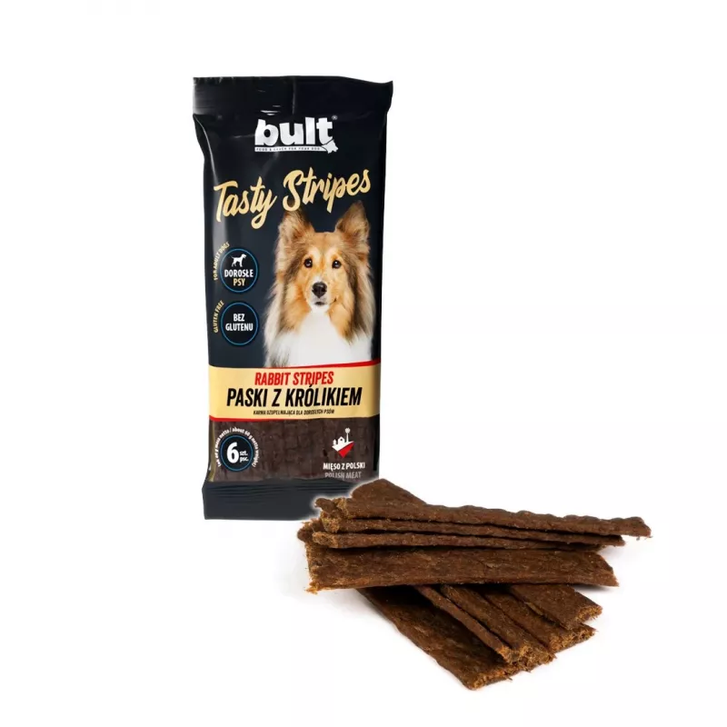 Tiras saborosas BULT de coelho para cães – recompensas de treino sem cereais, 6 unid. (60 g)