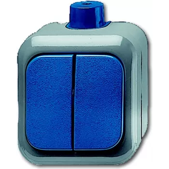 Busch-Jaeger 1084-0-0839 mecanismo de interruptor de tecla, comutador de 1 polo, 10 AX, 250 V, encastrar, azul/cinzento