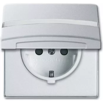 Busch-Jaeger 2064-0-0300 tomada Schuko, 2P+E, 16A, 250V, IP44, prateado