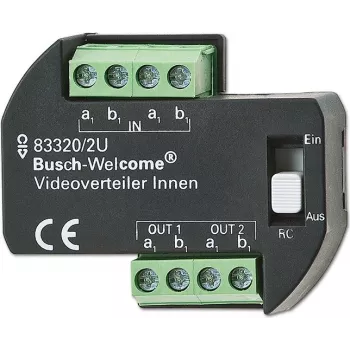 Busch-Jaeger 2CKA008300A0042 Distribuidor de Vídeo para Sistema de Comunicação de Porta Busch-Welcome, Montagem em Calha DIN, 4 Saídas
