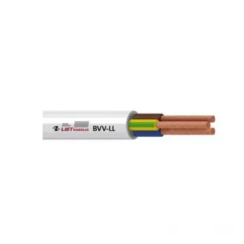 Cabo elétrico fixo BVV-LL 3 condutores 1,5 mm² branco PVC rolo de 25 m